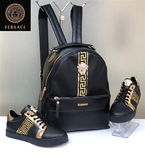 versace backpack brown|Versace backpack gift set.